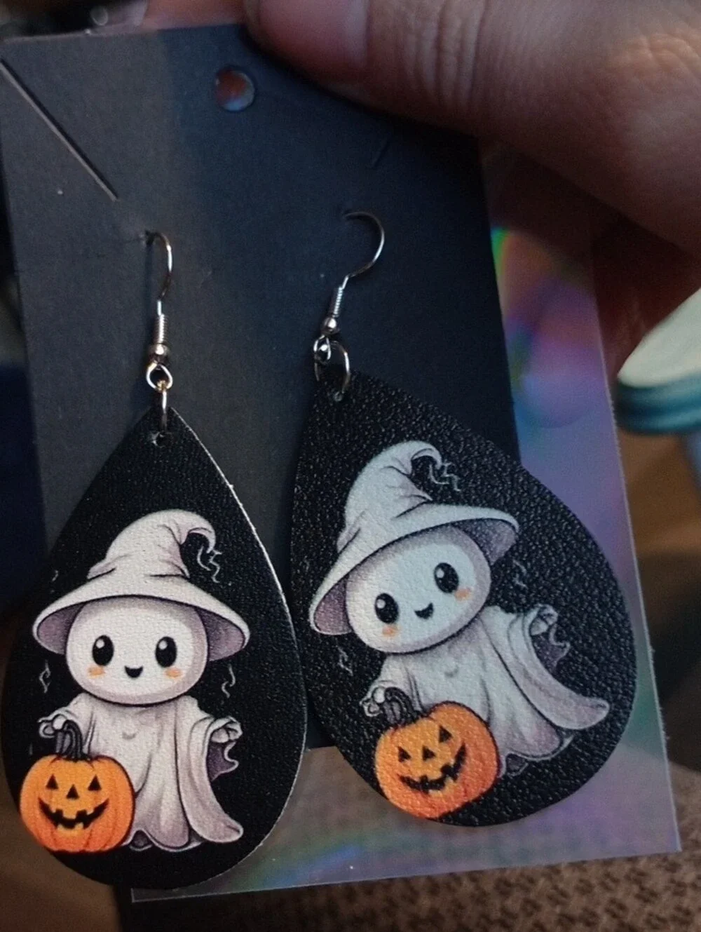 $8 Each Or Bundle 5/$20 Cute Ghost Pumpkin Teardrop Earrings - Black & Orange